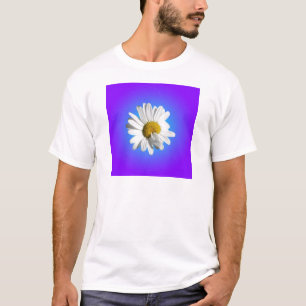 Camiseta Flor blanca de margarita floral gradiente azul púr