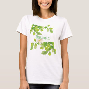 Camiseta Flor blanca y jardín de hojas verdes