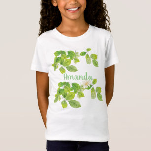 Camiseta Flor blanca y jardín de hojas verdes