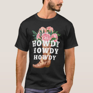 Camiseta Flor Boots Howdy Western Country Cowgirl