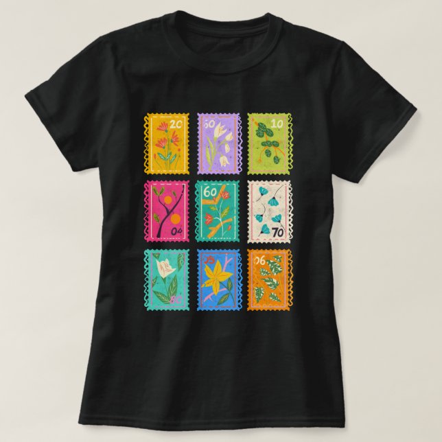 Camiseta Flor capilar estampillas de reposo Boho Flor Giron (Diseño del anverso)