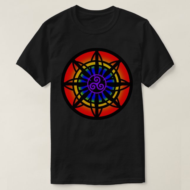 Camiseta Flor celta entrelazada espiral arcoiris (Diseño del anverso)