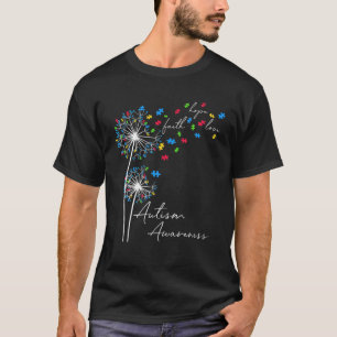 Camiseta Flor Cinta Fly Dandelion Faion Hope Love Autism