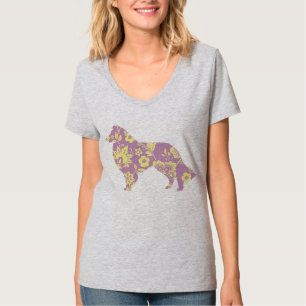 Camiseta Flor color rosa sobre gris
