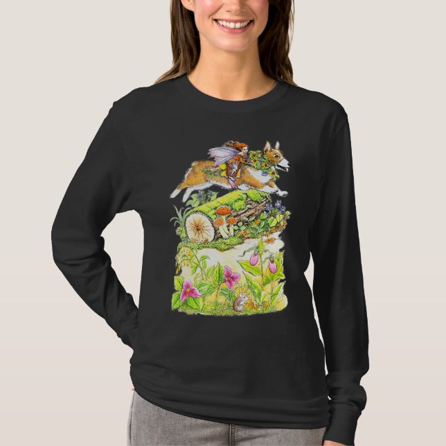 Camiseta Flor Con Perros Corgi Galeses (Anverso)