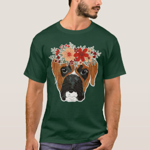 Camiseta Flor Crown Dog Lover Animal Dog Breve Boxer