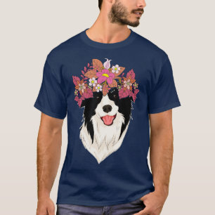 Camiseta Flor Crown Dog Lover Mascota Collie de borde botán