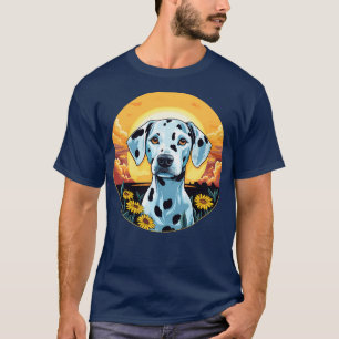 Camiseta Flor dálmata Sunset Perro de cachorro colorido