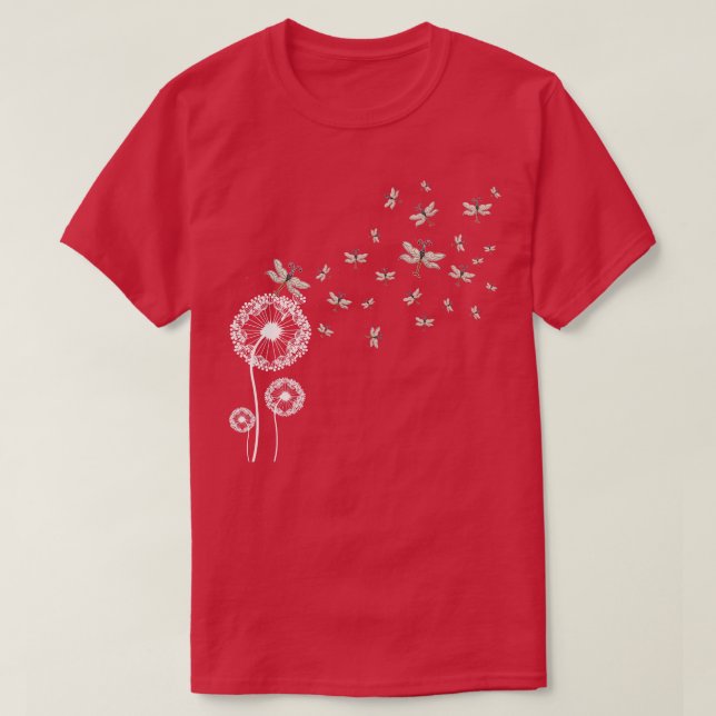 Camiseta Flor Dandelion Insectos Dragonflies (Diseño del anverso)