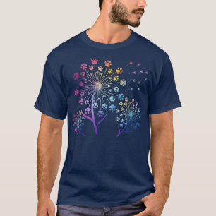 Camiseta Flor Dandelion Paw colorida para el amante de los