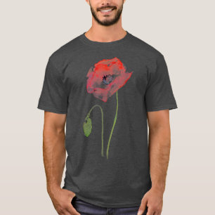 Camiseta Flor de acuarela de adormidera roja