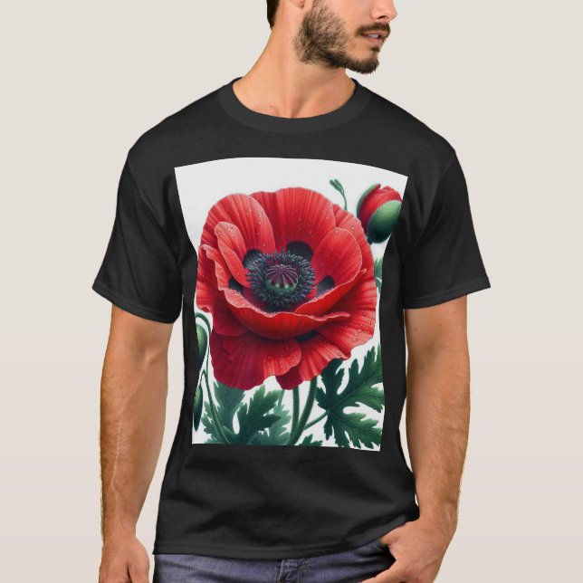 Camiseta Flor de adormidera roja (Anverso)