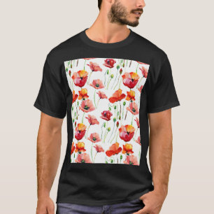 Camiseta Flor De Adormidera: Sencillo Fondo Sin Marea.