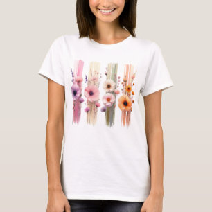 CAMISETA FLOR DE AMAPOLA DE COLORES PASTEL PRECIOSOS