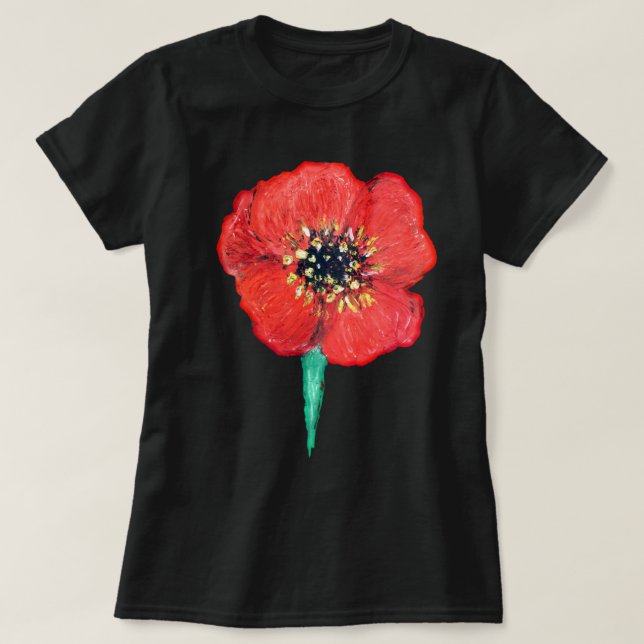Camiseta Flor de amapola roja (Diseño del anverso)