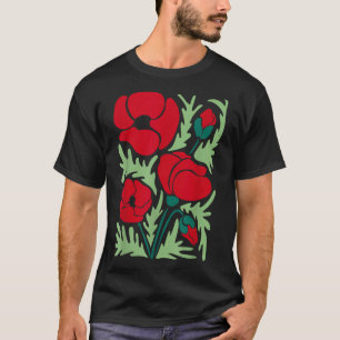 Camiseta Flor de amapola roja Papas botánicas Veteranos Día
