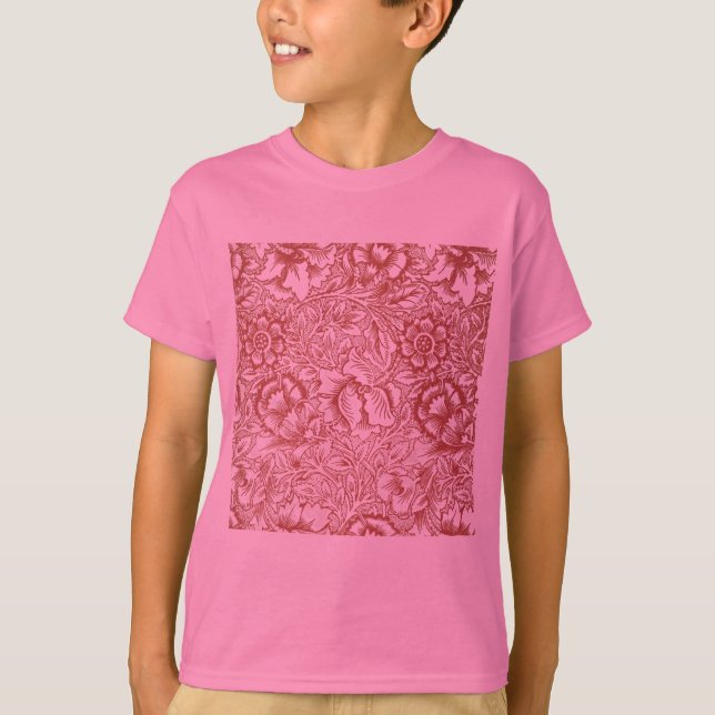 Camiseta Flor de amapola rosa William Morris (Anverso)