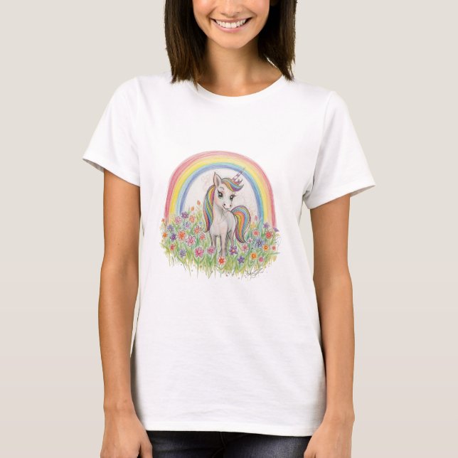 Camiseta Flor de arcoíris de unicornio (Anverso)