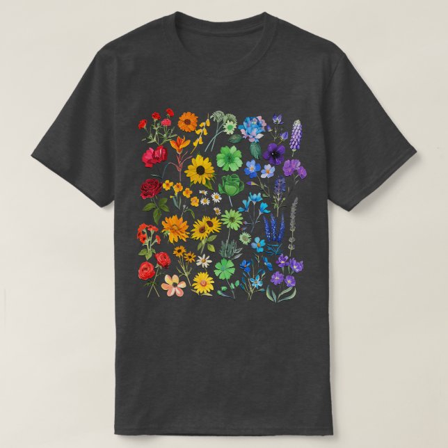 Camiseta Flor de arcoiris flor silvestre Orgullo Lgbt (Diseño del anverso)