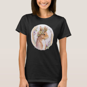 Camiseta Flor de ardilla floral Crown Watercolor Animal
