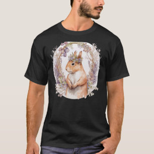 Camiseta Flor de ardilla suave Crown Boho Animal estético