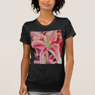 Camiseta Flor de arte acuarela de lirio rosa Stargazer