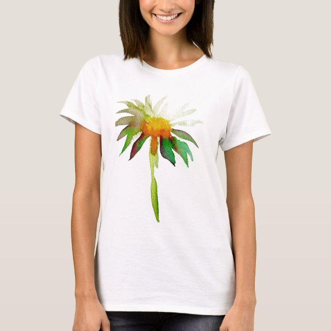 Camiseta Flor de arte acuático moderno de margarita (Anverso)