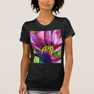 Camiseta Flor de arte acuático morado de Daisy Africano