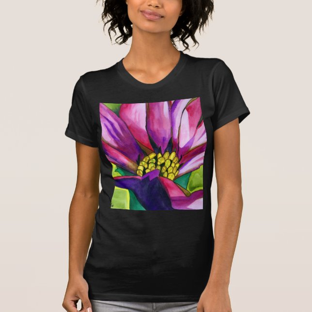 Camiseta Flor de arte acuático morado de Daisy Africano (Anverso)