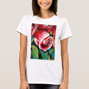 Camiseta Flor de arte de la pintura acuarela rosa de Rosebu