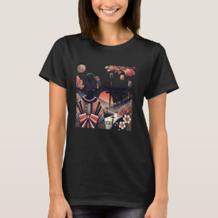 Camiseta Flor de arte japonesa vintage Giro Floral Geisha 1
