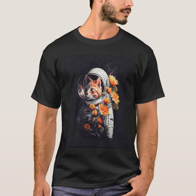 Camiseta Flor de astronauta de gato (Anverso)