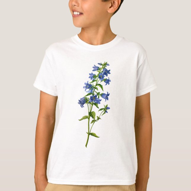 Camiseta Flor de Bellopa con hojas de Nettle Azul extraída  (Anverso)