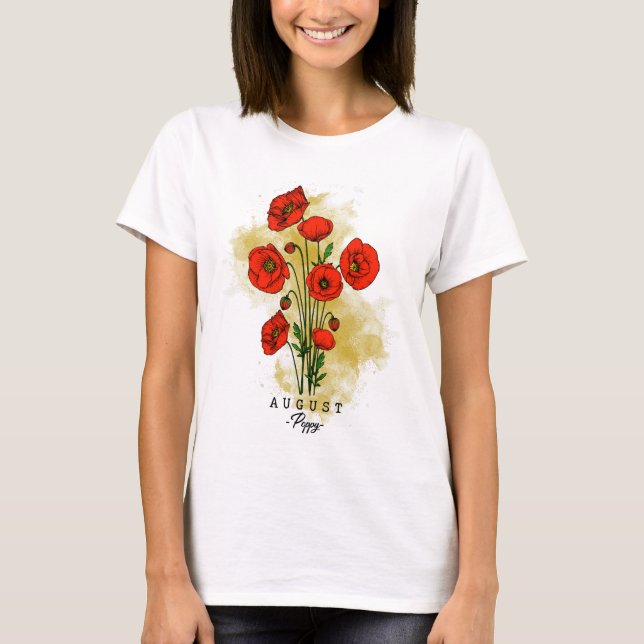 Camiseta Flor de Birth Month Nacida en Agosto Flores de Ado (Anverso)