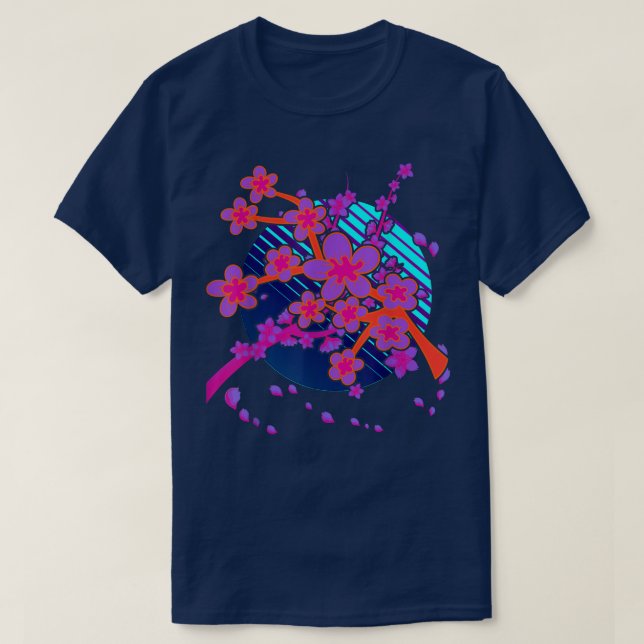 Camiseta Flor de Bonito japonesa Sakura 80 Vaporwave Cherry (Diseño del anverso)