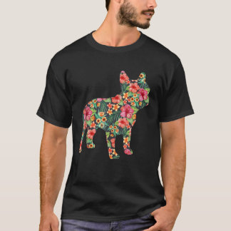 Camiseta Flor de Bulldog francesa gracioso perro Silhouette