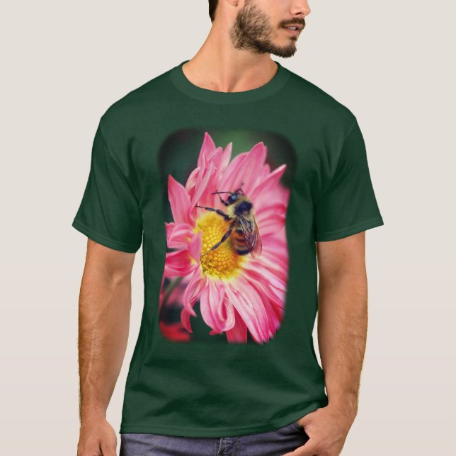 Camiseta Flor de bumble de abeja rosa de margarita (Anverso)