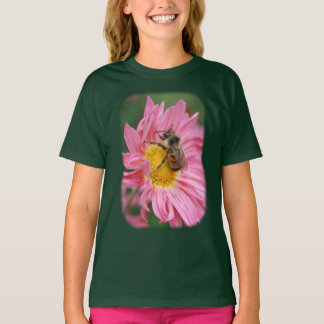 Camiseta Flor de bumble de abeja rosa de margarita