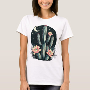 Camiseta Flor de cactus nocturno