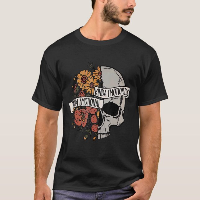 Camiseta Flor De Calavera Algo Emocional Como Sin Emoción (Anverso)