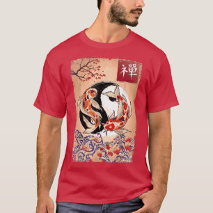 Camiseta Flor de carpa japonesa de cerezo de pescado de Koi
