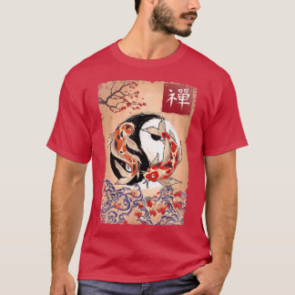 Camiseta Flor de carpa japonesa de cerezo de pescado de Koi
