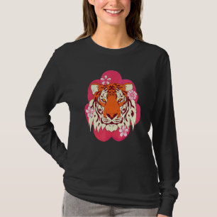 Camiseta Flor de cerezo animal salvaje Sakura Tigre de gato
