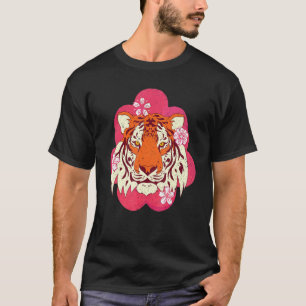 Camiseta Flor de cerezo animal salvaje Sakura Tigre de gato