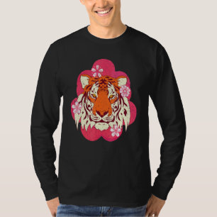 Camiseta Flor de cerezo animal salvaje Sakura Tigre de gato