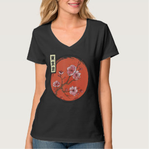 Camiseta Flor de cerezo Bandera solar japonesa Árbol de Sak