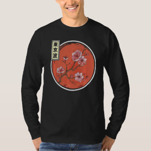 Camiseta Flor de cerezo Bandera solar japonesa Árbol de Sak