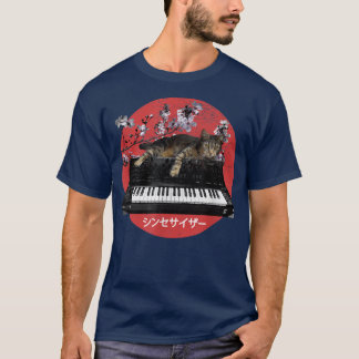 Camiseta Flor de cerezo de gato sintetizador japonés