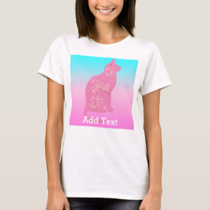 Camiseta Flor de cerezo de gato suave Sakura