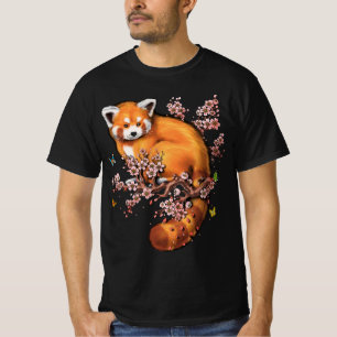 Camiseta Flor de cerezo de panda roja